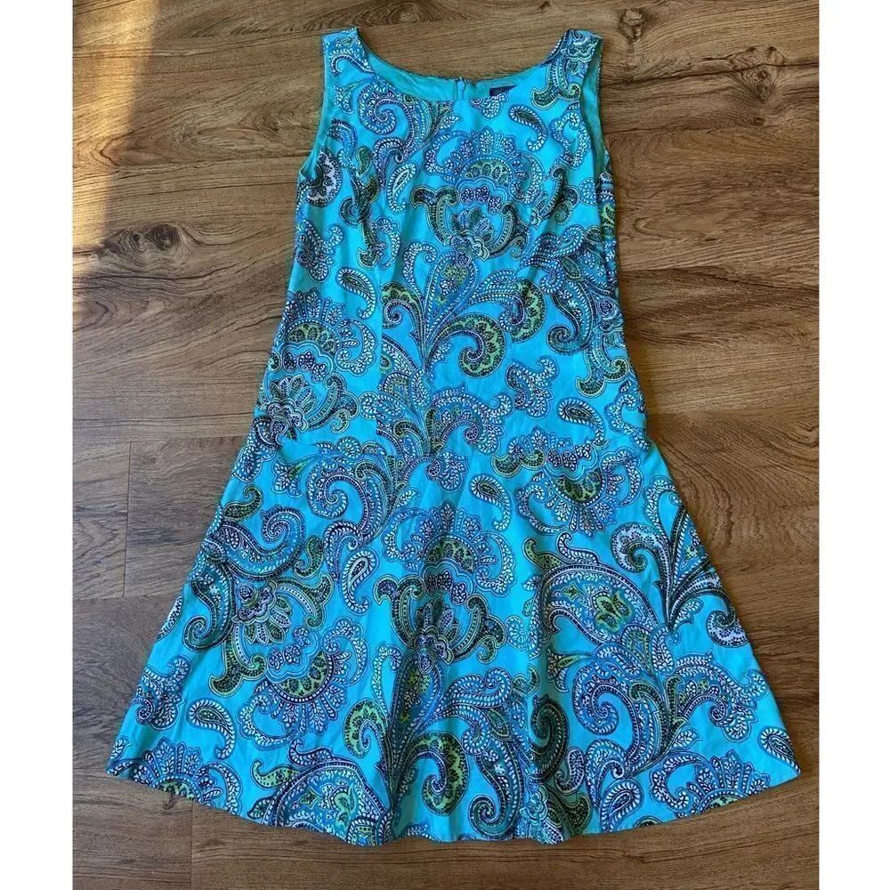 346 Brooks Brothers aqua/turquoise sleeveless dress